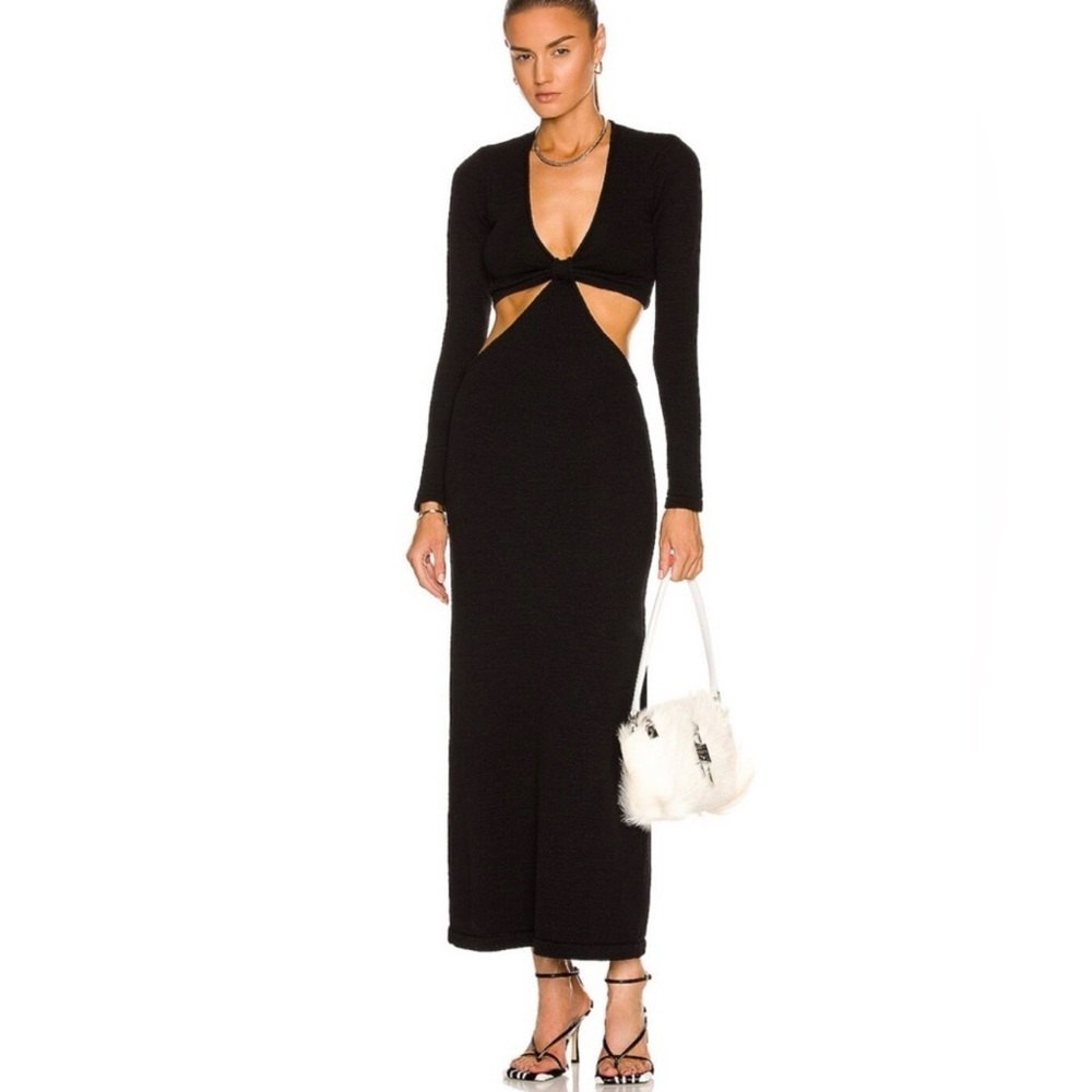 Cult Gaia Black Jana Long Sleeve Cut-Out Dress